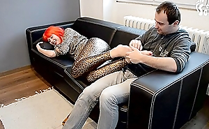 Passed Out Orange Haired Slut In Leopard Panties Acquires Her Yummy Feet Enfeebled Out